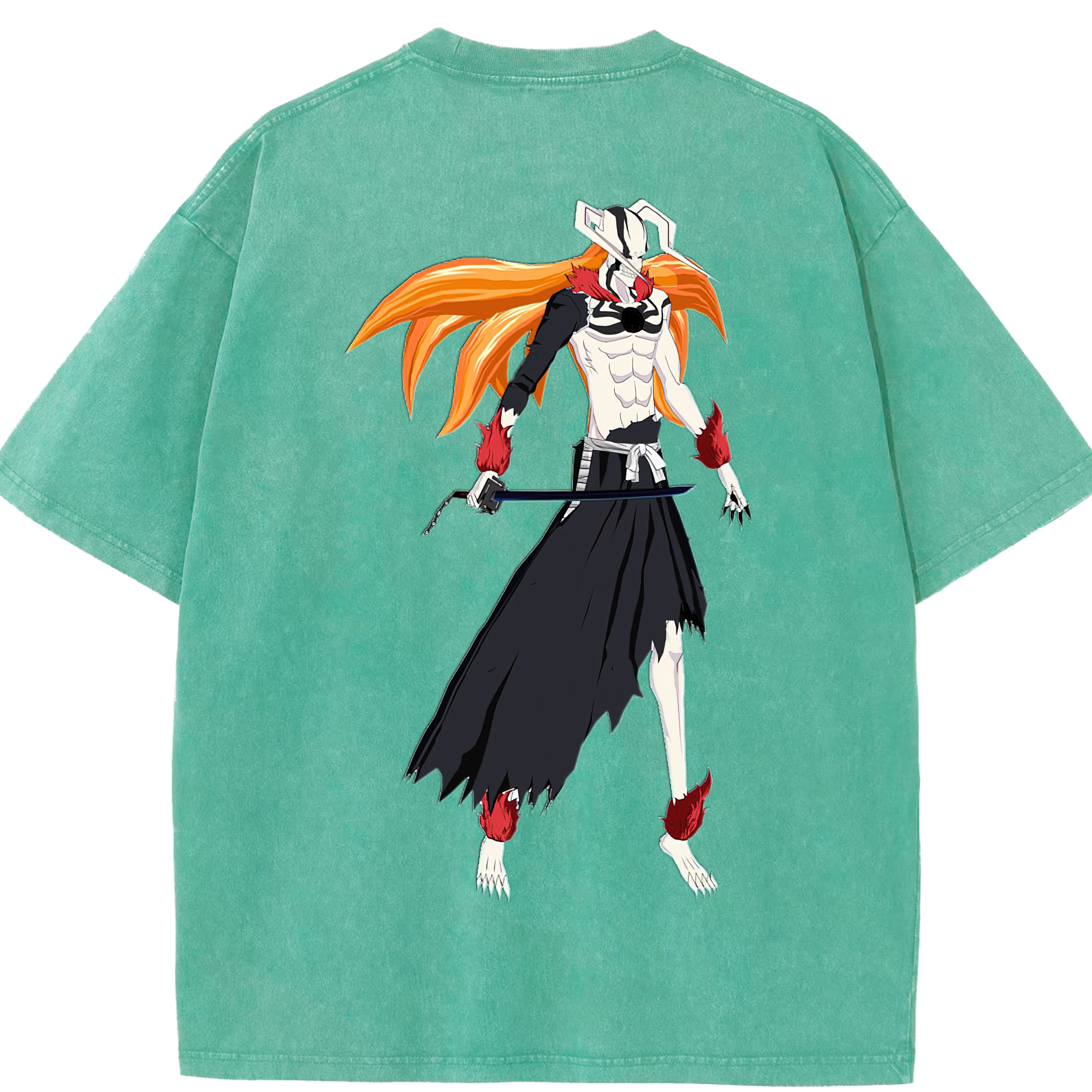 （画像用） ブリーチ 黒崎一護（くろさき いちご）BLEACH Kurosaki Ichigo 綿100% ヴィンテージ風 半袖Tシャツ（背面プリント）